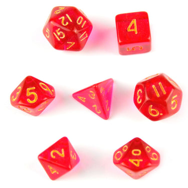 Red & Clear Acrylic - 7pcs RPG Mini Dice Set